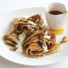 Crepes with Maple-Walnut Praline and Crème Fraîche