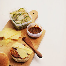 Cheddar Sandwiches with Quick Pickles and Honey-Mustard Spread
