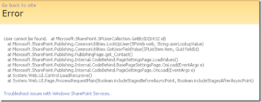 Error: User cannot be found.