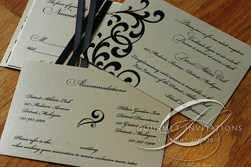Betsey's Black and Champagne Wedding Invitations December
