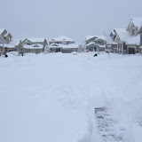 Sidewalk shot of neighborhood looking north.