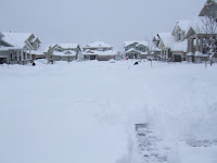 Sidewalk shot of neighborhood looking north.
