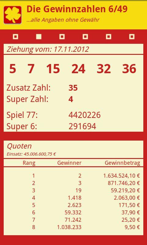 Android application Lotto Deutschland screenshort