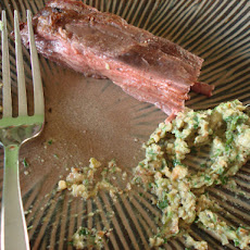 Grilled Flank Steak with Charred Green Onion Pesto