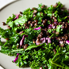 Raw Kale Salad with Lentils and Sweet Apricot Vinaigrette