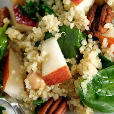 Quinoa Salad Recipe with Pears, Baby Spinach and Chick Peas in a Maple Vinaigrette