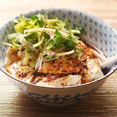 Spicy Warm Silken Tofu with Celery and Cilantro Salad