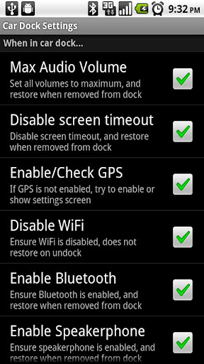 Car Dock Settings