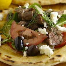 Grilled Lamb with Greek Spinach Pita Salad