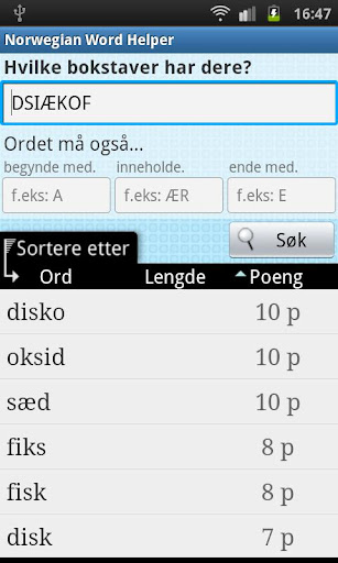 Norwegian Word Finder