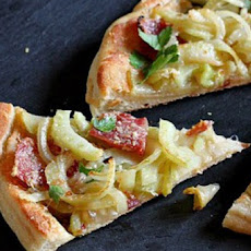 Skillet Pizza with Caramelized Fennel, Onions and Salame