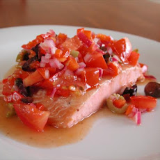Baked Salmon With Black Olive Salsa