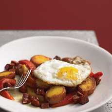 Chorizo and Potatoes with Roasted Peppers and Egg