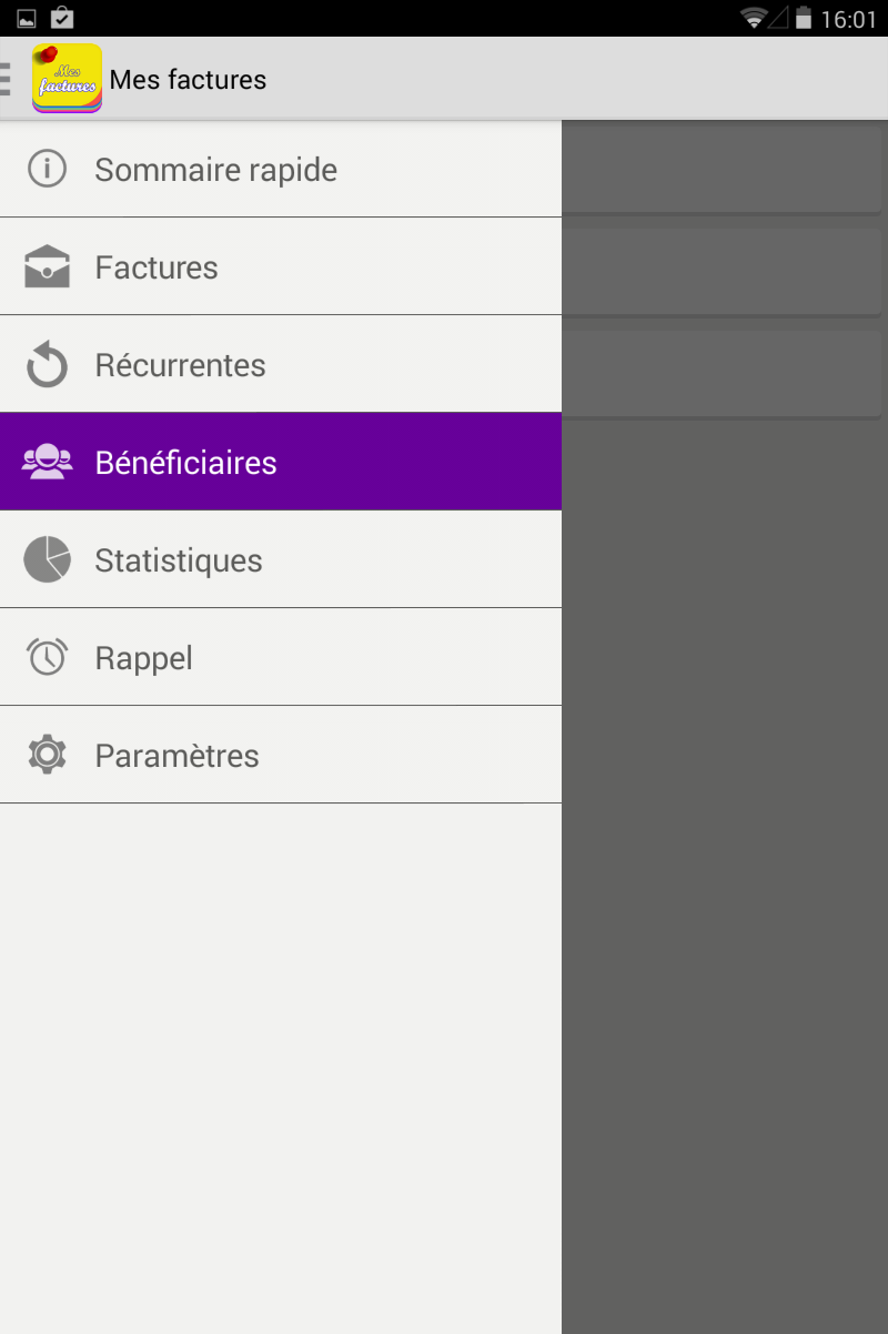 Android application myBills with sync screenshort