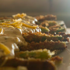 Green Bean Fries with Pimento Cheddar Sauce