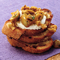 Green Olive and Goat Cheese Crostini