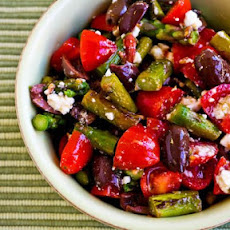 Salad Recipe with Asparagus, Cherry Tomatoes, Kalamata Olives, and Feta