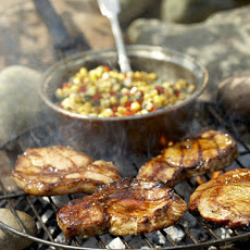 Molasses- and Chile-Glazed Pork Medallions with Smoky Corn-Red Pepper Relish