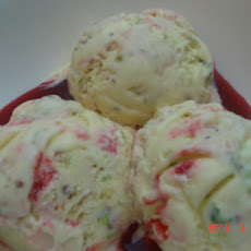 Saffron Raspberry Swirl Ice Cream with Toasted Pistachios