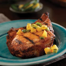 Chili-Rubbed Pork Chops with Grilled Pineapple Salsa