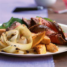 Grilled Onion, Beef, and Sweet Potato Salad