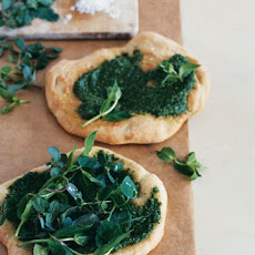 Flatbread with Sorrel Pesto and Edible-Weed Salad