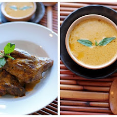 Lamb Shanks Roasted in Thai Flavors topped with Creamy Coconut Gravy