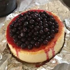 Lemon Souffle Cheesecake with Blueberry Topping