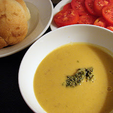 Fresh Cranberry Bean Soup with Basil-Walnut Pesto