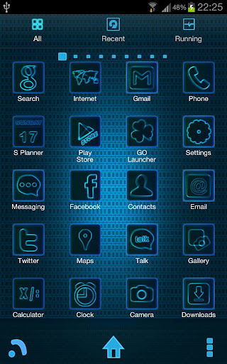 Glowing Blue GoLauncher Theme