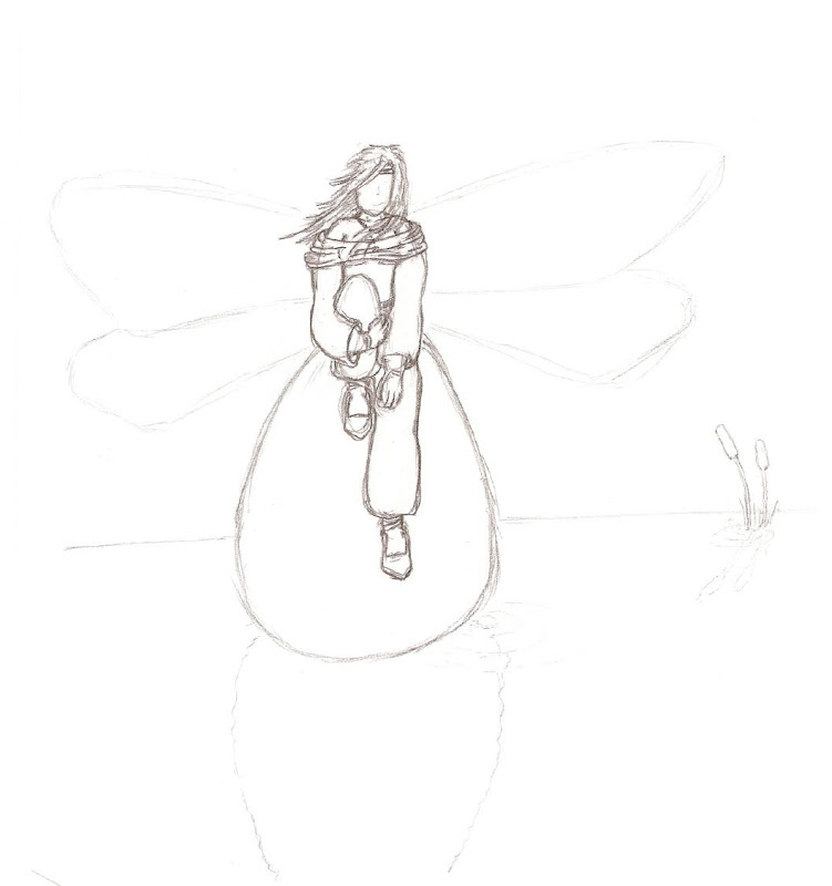 Dessin de femme libellule