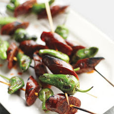 Padron Peppers Skewered with Chorizo