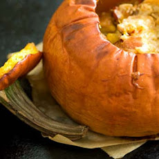 Stuffed pumpkin with cheese, bacon and chipotle chiles