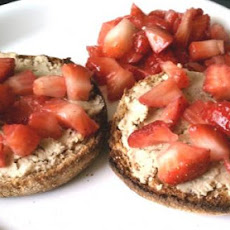 Cashew Butter and Strawberry Topped English Muffin