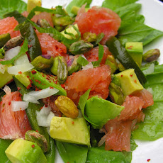 Roasted poblano and pink grapefruit salad