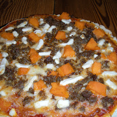 Sausage and Sweet Potato Pizza with Goat Cheese