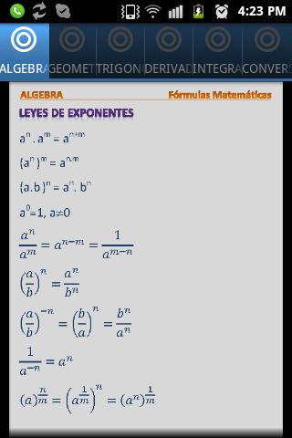 Fórmulas Matemáticas tablas