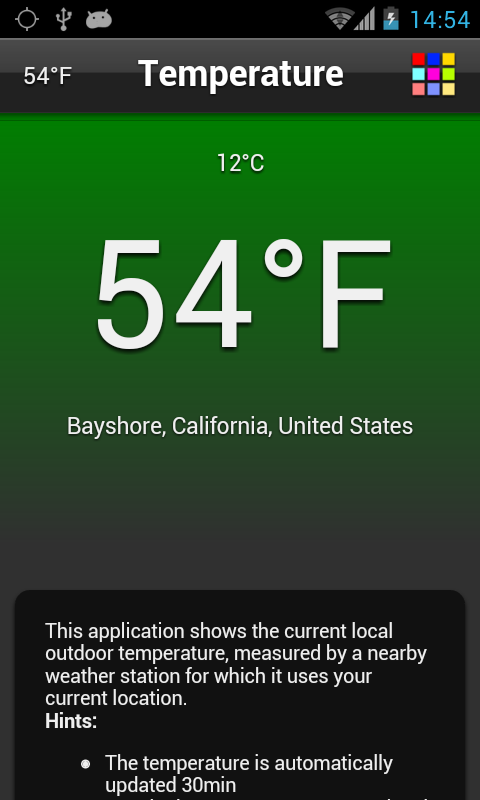 Android application Temperature Pro screenshort
