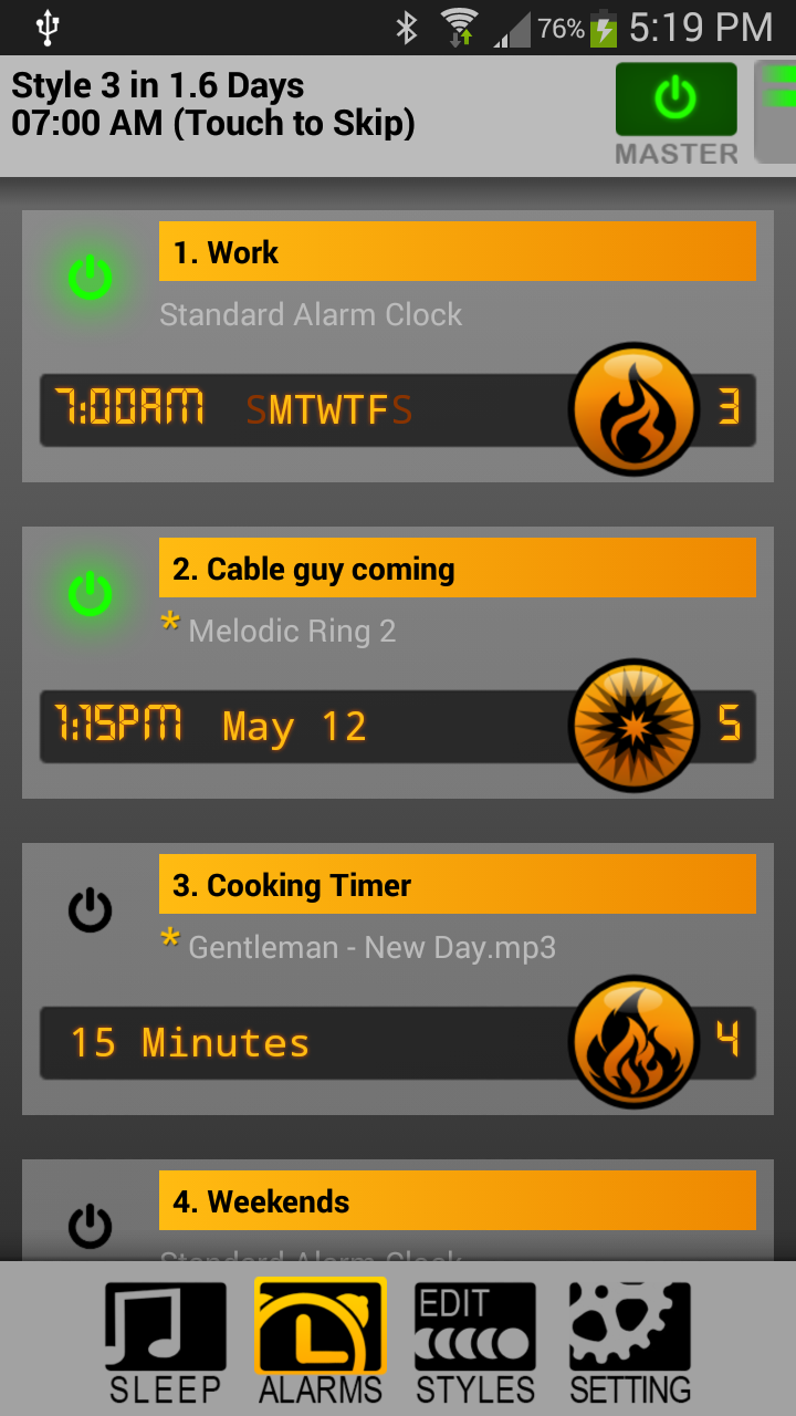 Android application SureFire Alarm Clock Plus screenshort