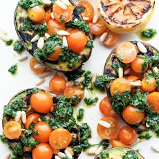 Grilled Avocados with Cherry Tomatoes and Herbs