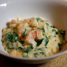 Dinner Tonight: Shrimp and Grits with Arugula