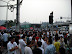 waiting to cross street to the stadium