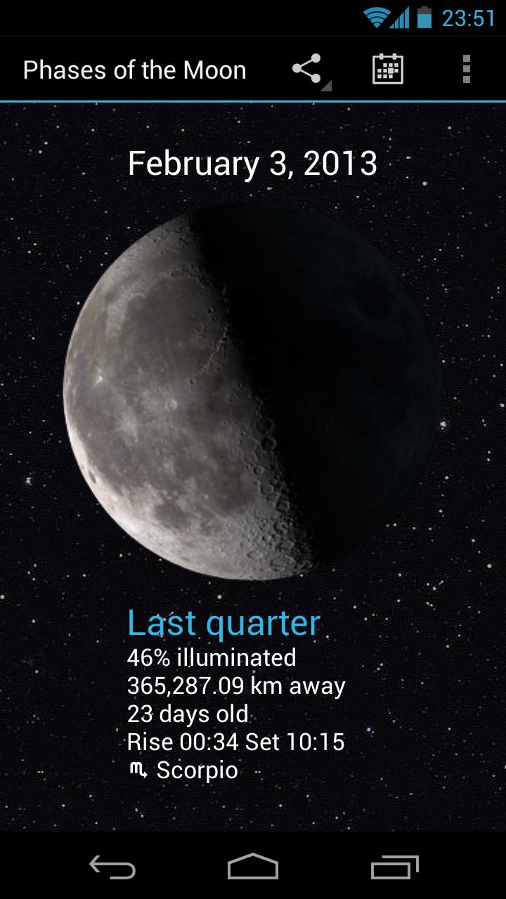 Android application Phases of the Moon screenshort