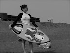 Aya in black & white looking for a good wave