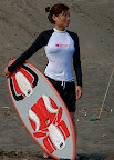 Aya keeping an eye for a decent wave