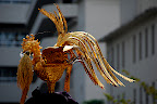 A golden rooster adorned the top of the main shrine in the Shinjuku Autumnal Equinox festival 2008