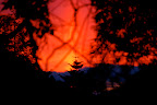 Orange fire dusk sky in Nagano