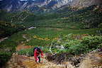 Aya finishing the first 200m of the ascent from Gyoja Hut