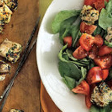 Swordfish Kebabs with Tomato-Arugula Salad
