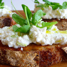 Ramped Up Crostini with Ricotta and Pea Shoots